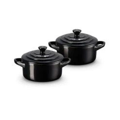 Set 2 Mini Cocottes Negro Le Creuset