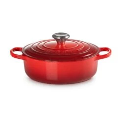 Cocotte Evolution Rustidera Baja Redonda 24 Cm Cereza - Hierro Fundido - Le Creuset
