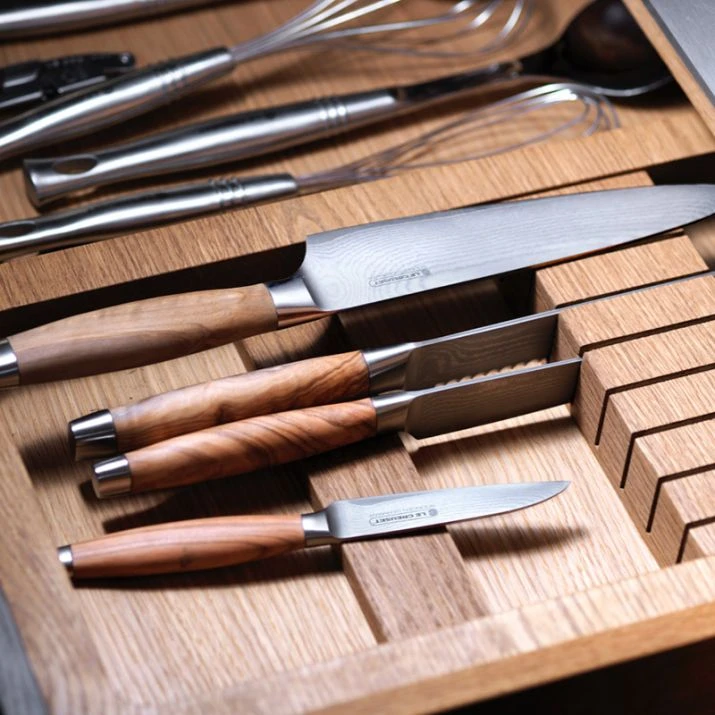 Cuchillo Para Vegetales Con Mango De Madera De Olivo 9 Cm - Acero Damasco - Le Creuset 2 Cuchillo Para Vegetales Con Mango De Madera De Olivo 9 Cm - Acero Damasco - Le Creuset - Imagen 2