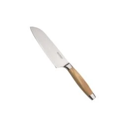 Cuchillo Santoku Con Mango De Madera De Olivo 13 Cm - Acero Damasco - Le Creuset
