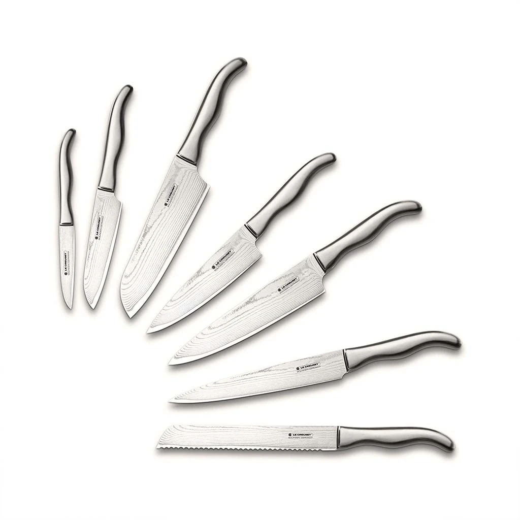 Cuchillos De Acero Damasco Con Mango De Acero Le Creuset 2 Cuchillos De Acero Damasco Con Mango De Acero Le Creuset - Imagen 2