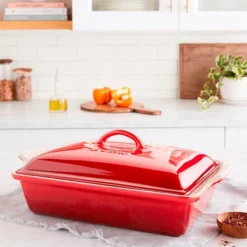 Fuente Rectangular Con Tapa 30 Cm Cereza - Cerámica De Gres - Le Creuset -Le Creuset Ventas fuente rectangular con tapa cereza ceramica de gres le creuset 3