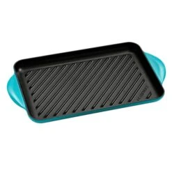 Parrilla Tradition Grill Rectangular Azul Caribe 32,5 Cm - Hierro Fundido - Le Creuset